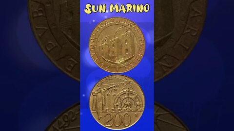 Sun Marino 200 Liras 1992.#shorts #education #coinnotesz