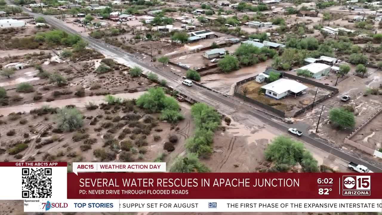 Apache Junction area on cleanup after monsoon storm floods