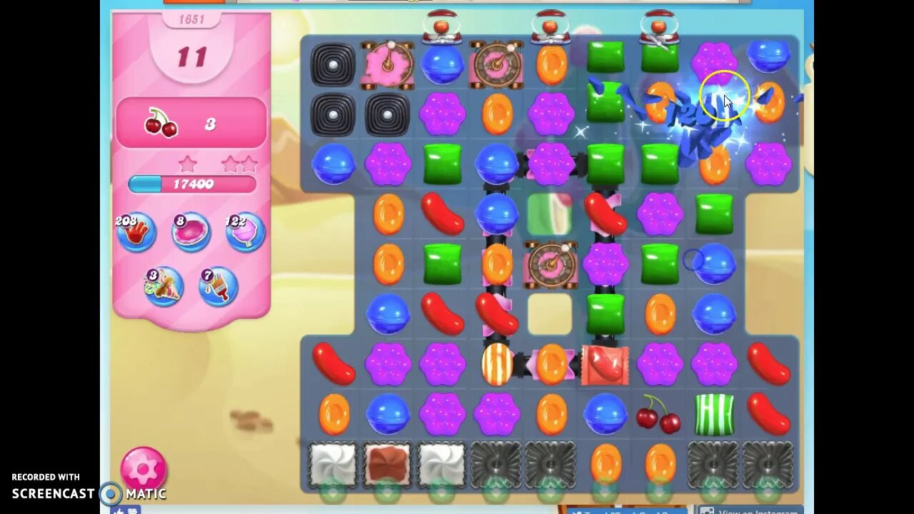 Candy Crush Level 1651 Audio Talkthrough, 2 Stars 0 Boosters