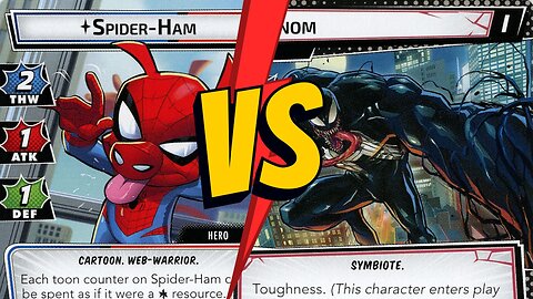 Spider-Ham vs. Venom in Marvel Champions the Card Game