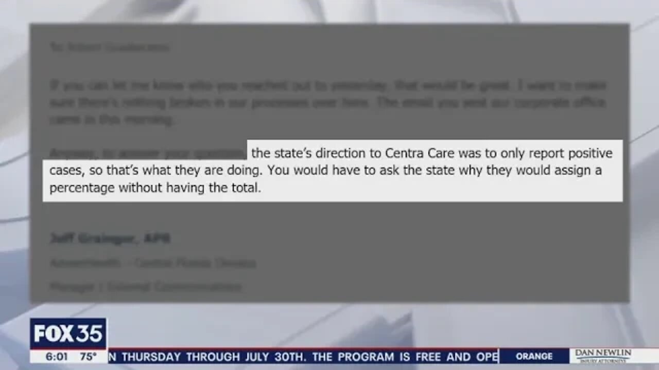 Who Directed FL Hospitals to ONLY Report Positive COVID-19 Cases?