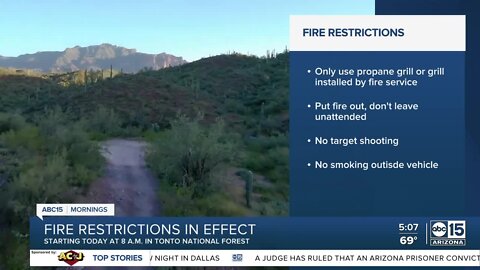 Fire restrictions go into effect in Arizona