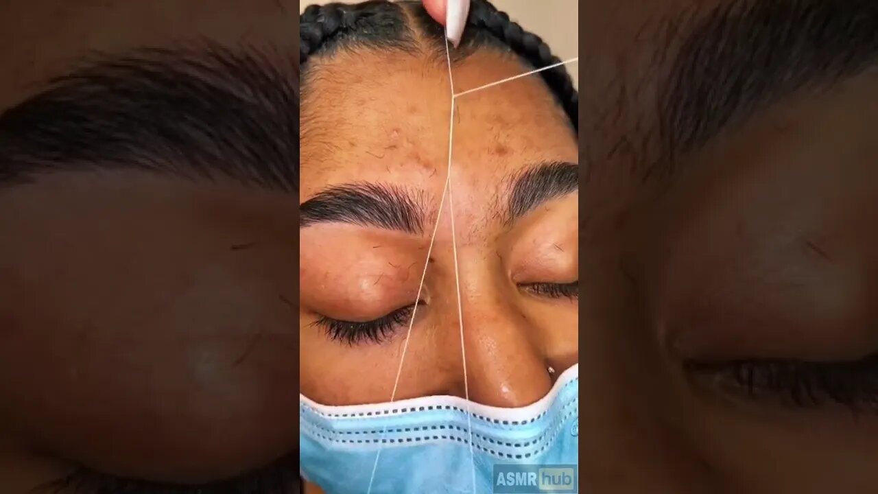 Threading eyebrows ASMR