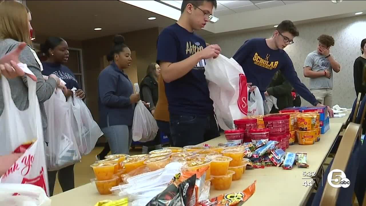 University of Akron volunteers pack meal kits for food-insecure students