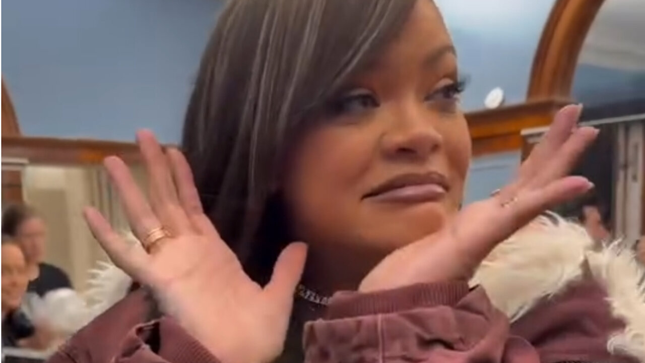 Rihanna with a quick fit check