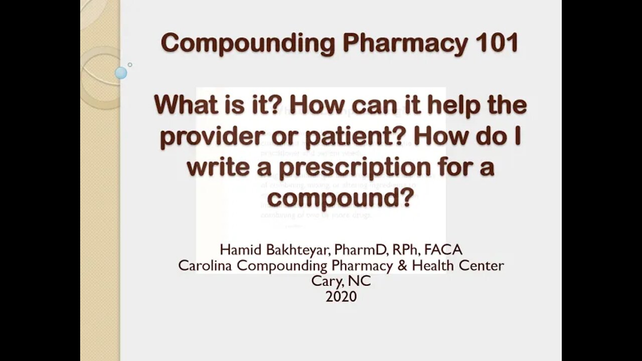 Compounding Pharmacy Basics 4thAnnFxMedSymposium