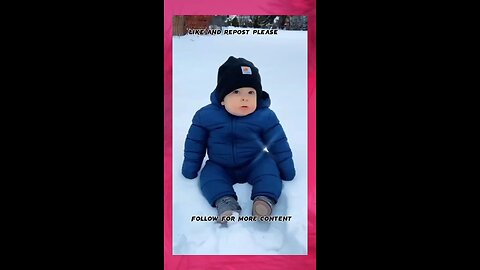 Cute Funny Baby in Snow