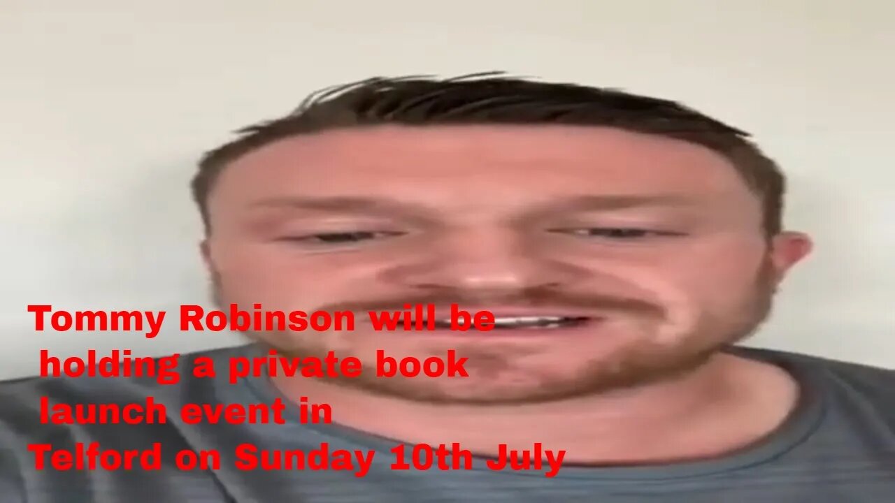 Tommy Robinson will be holding a private book launch event in Telford on Sunday 10th July