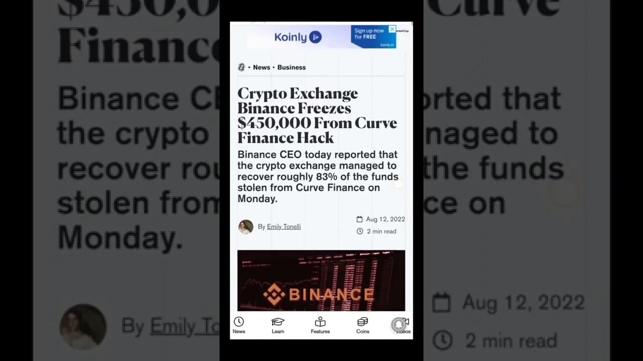 Binance Freezes $450,000 From Curve Finance Hack @BitBoyCrypto @AnthonyPompliano @Hashoshi4