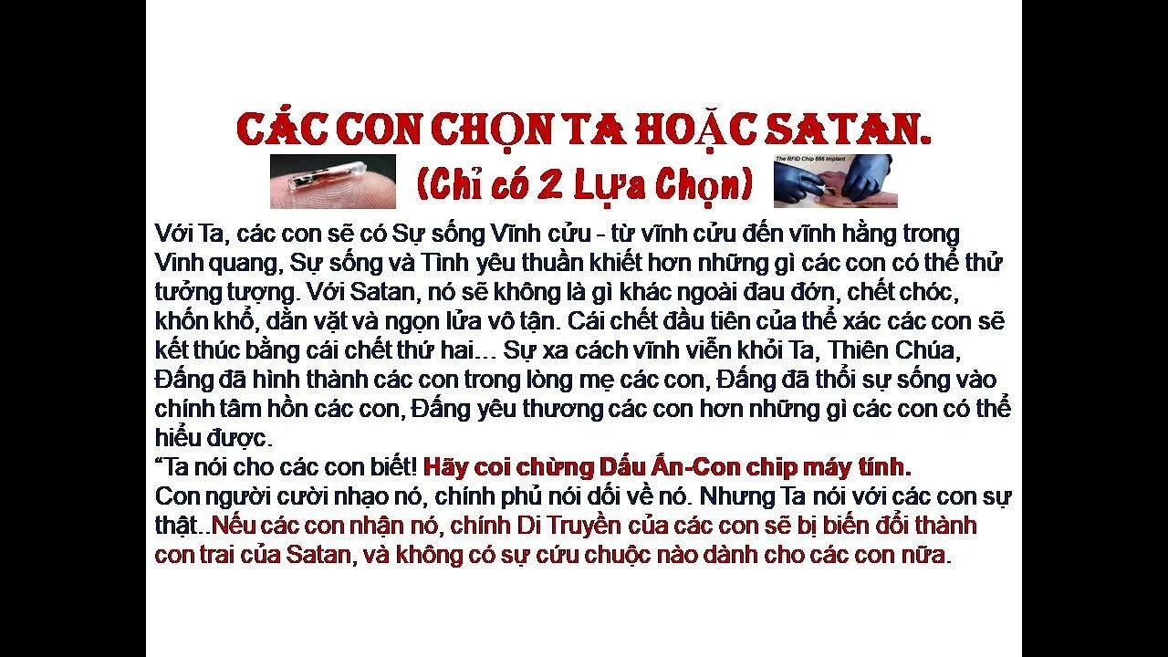 Hãy chọn Ta, không phải Satan! Không nhận Dấu của Con Quái Thú! (Các TĐ JL. P222,23 và 1 Carol)