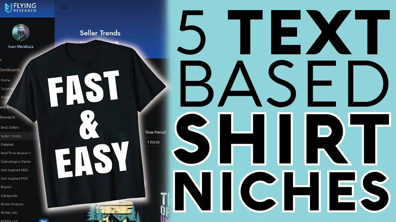 5 TEXT Based Niches! Amazon Merch On Demand Shirt Trends Using Flying Research