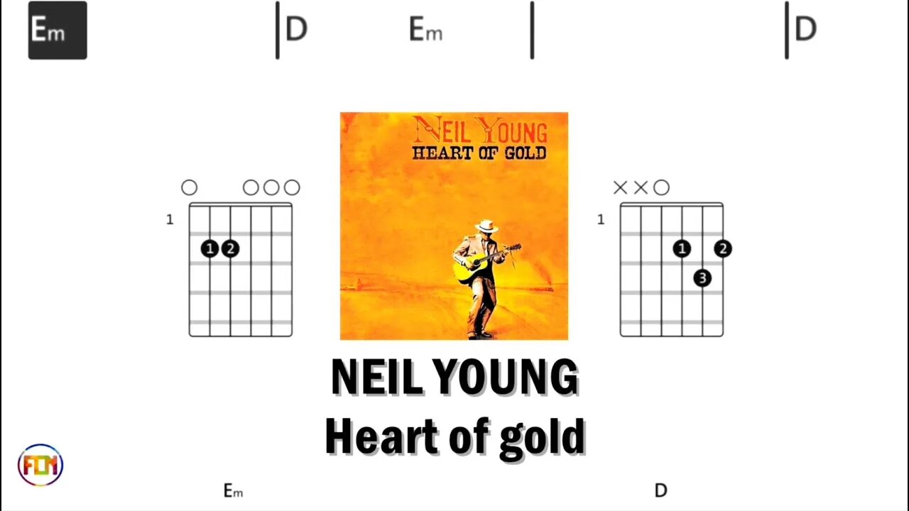 NEIL YOUNG Heart of gold - (Chords & Lyrics like a Karaoke) HD