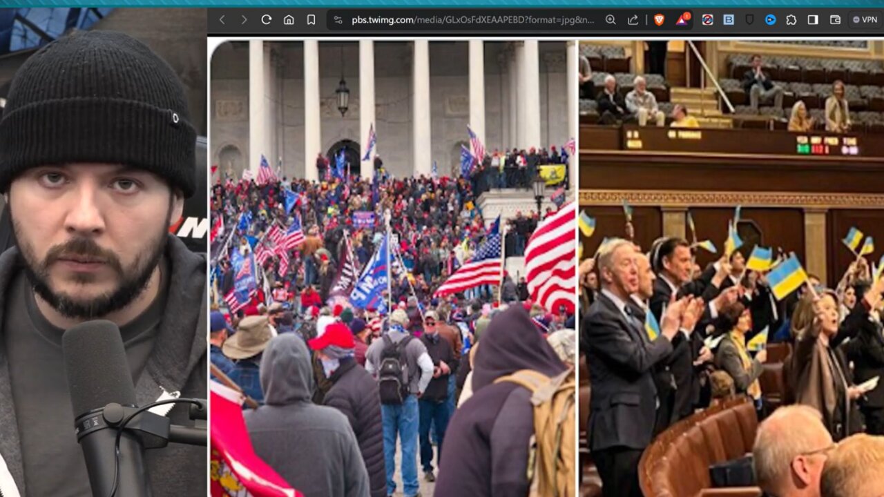 Congress Waves UKRAINE FLAGS, Terrifying Image Shows J6 American Flags Vs. Congress Ukraine Flags