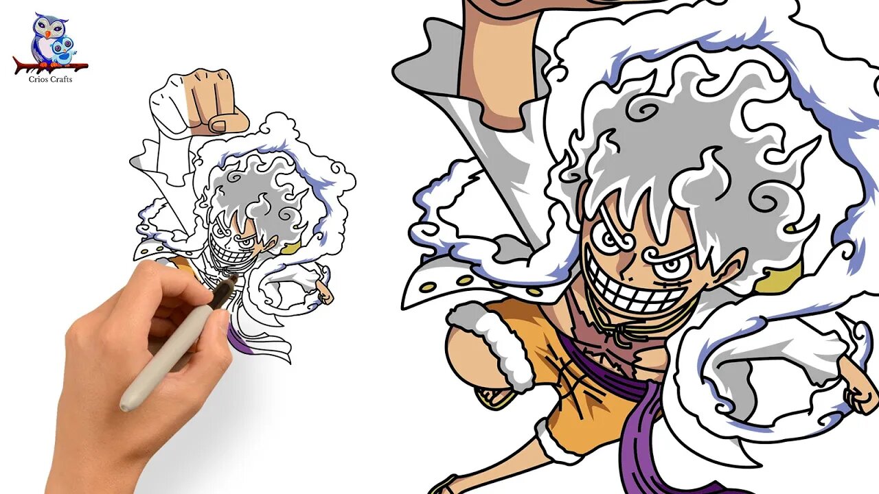 How to Draw Luffy Gear 5 One Piece - Step by Step