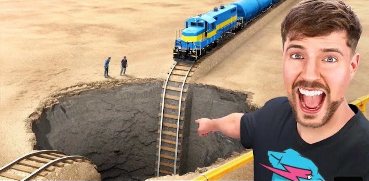 Train vs giant pit🤯