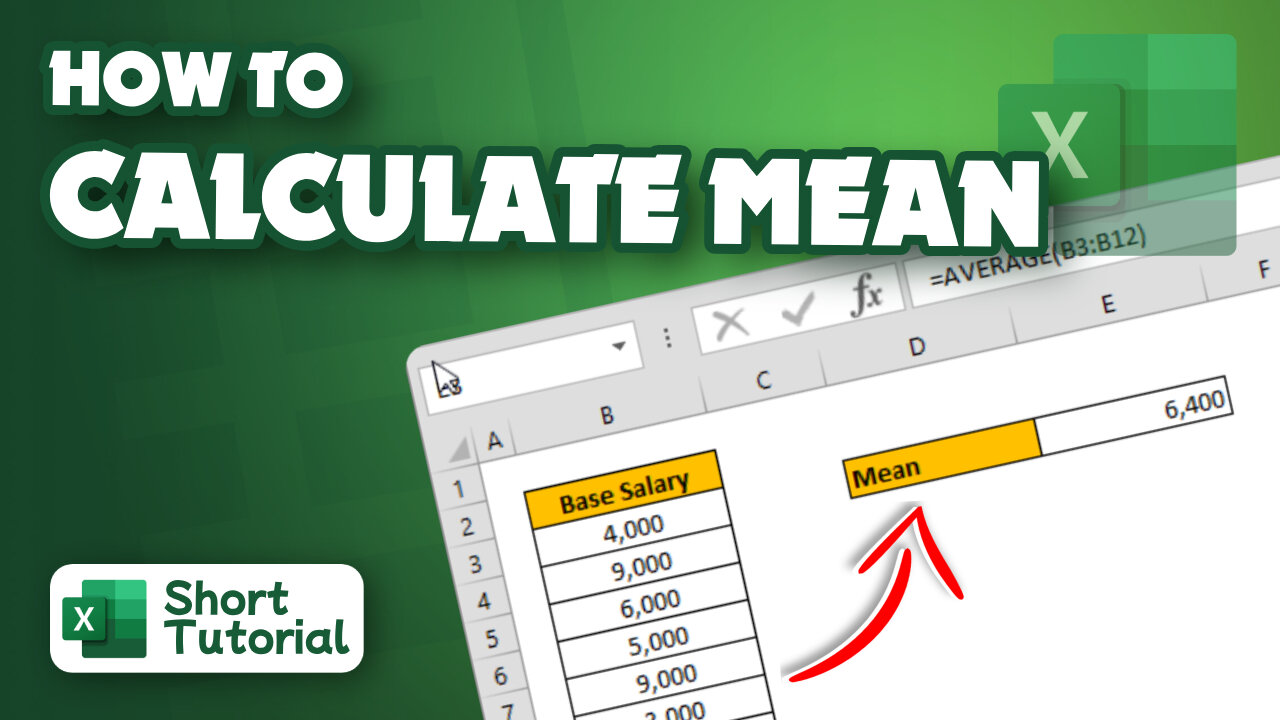 How to calculate mean in Excel