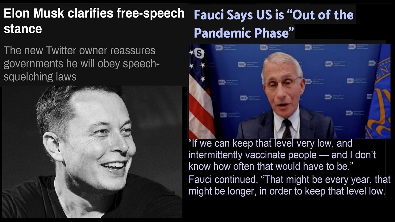 Elon Musk Reassures Governments he will obey speech-squelching laws/Fauci News