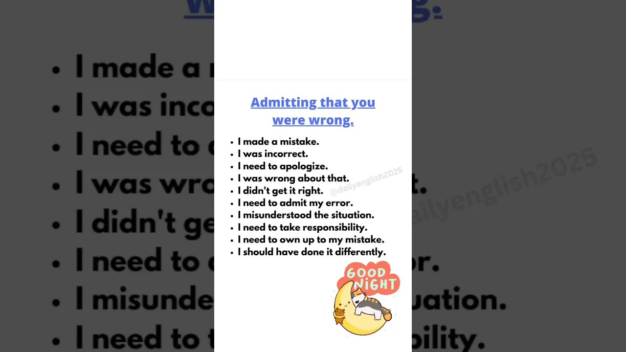 ADMIT THAT YOU WERE WRONG