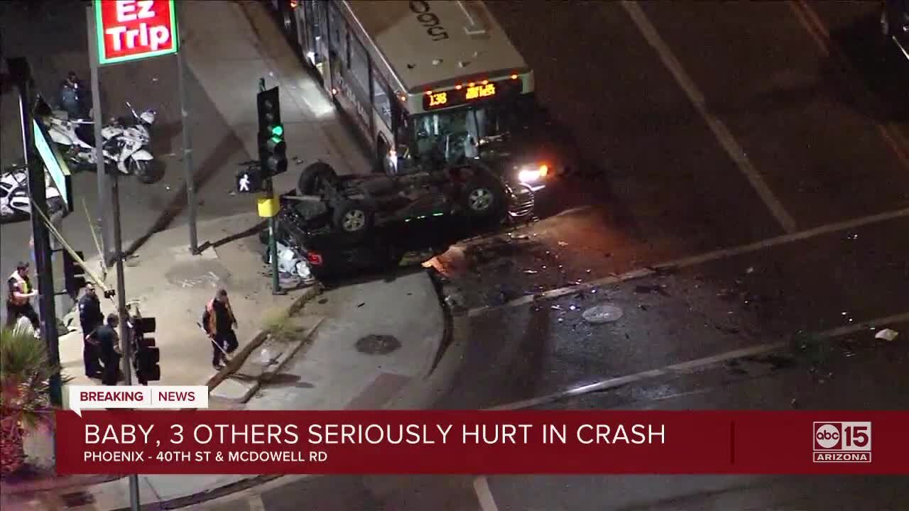 FD: 4 injured, including infant, in crash involving city bus at 40th Street and McDowell