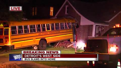 School bus crashes into home on Detroit's west side