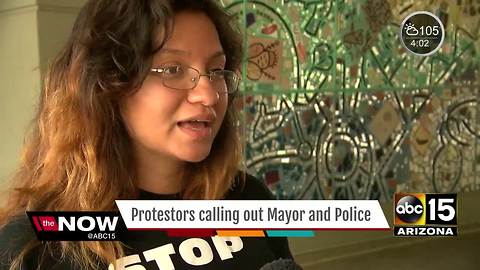 Protesters react to Phoenix Police after President Trump’s rally -