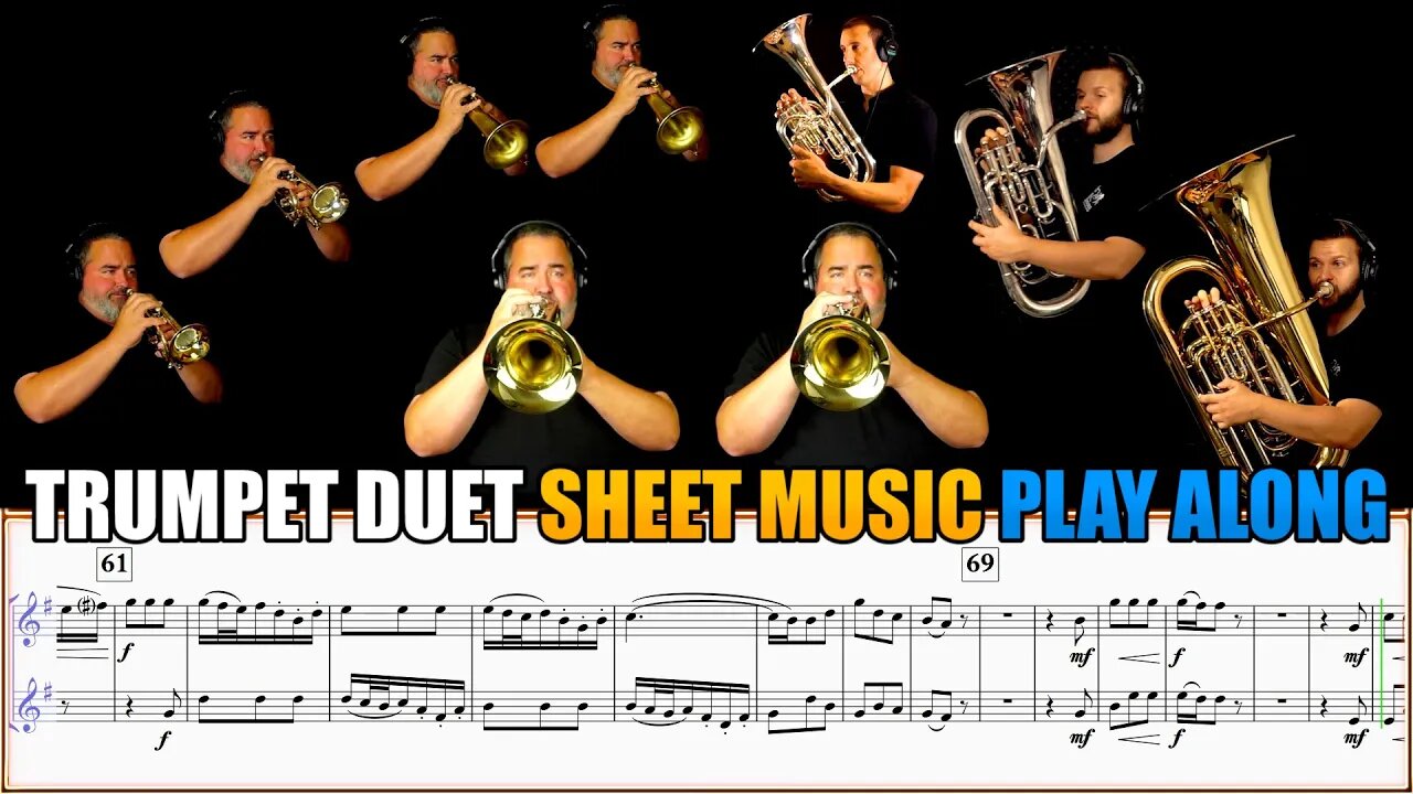 BAROQUE TRUMPET DUET "My Spirit Be Joyful" by J.S.Bach with Brass Septet. Sheet Music Play Along!