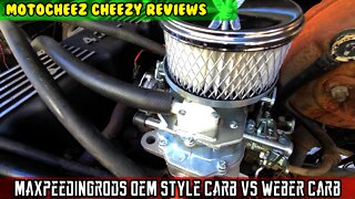 MaXpeedingRods Jeep CJ7 $72 OEM replacement Carburetor vs Weber carb unbox review test