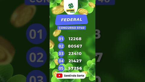 🍀 Resultado LOTERIA FEDERAL 5740 | Sentindo Sorte #shorts