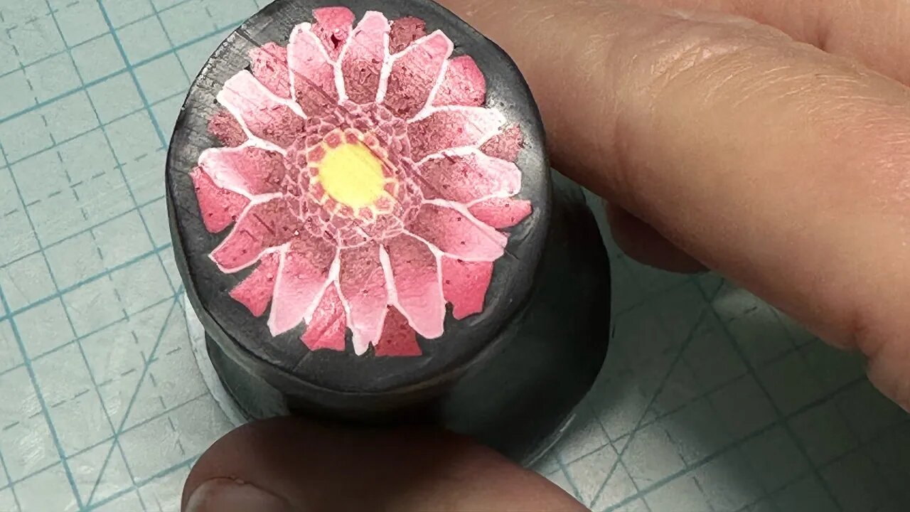 Pink Gerber Daisy clay cane @ArtworkByColleen