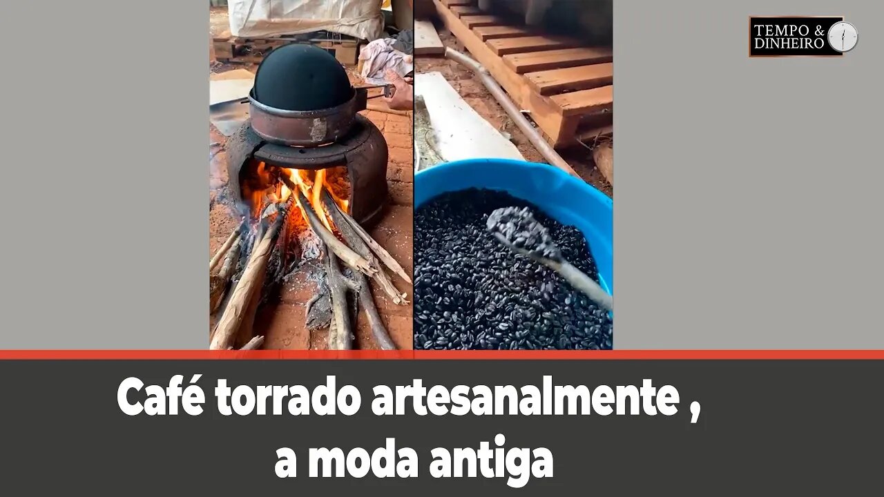 Café torrado artesanalmente , a moda antiga. Veja as imagens