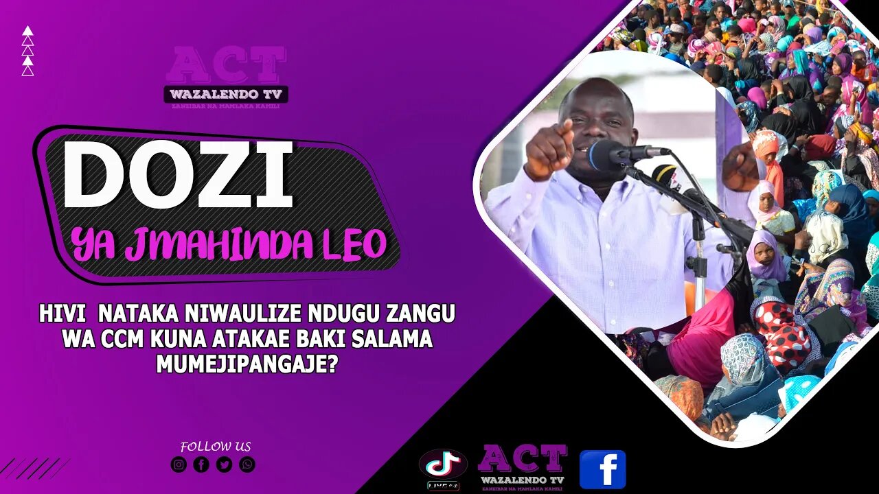 NATALA KUWAULIZA NDUGU WA WA CCM MUMESHA JIPANGA KUNA ATAKAE BAKII SALAMA? #ACT #CHUMBUNI #MAHINDA