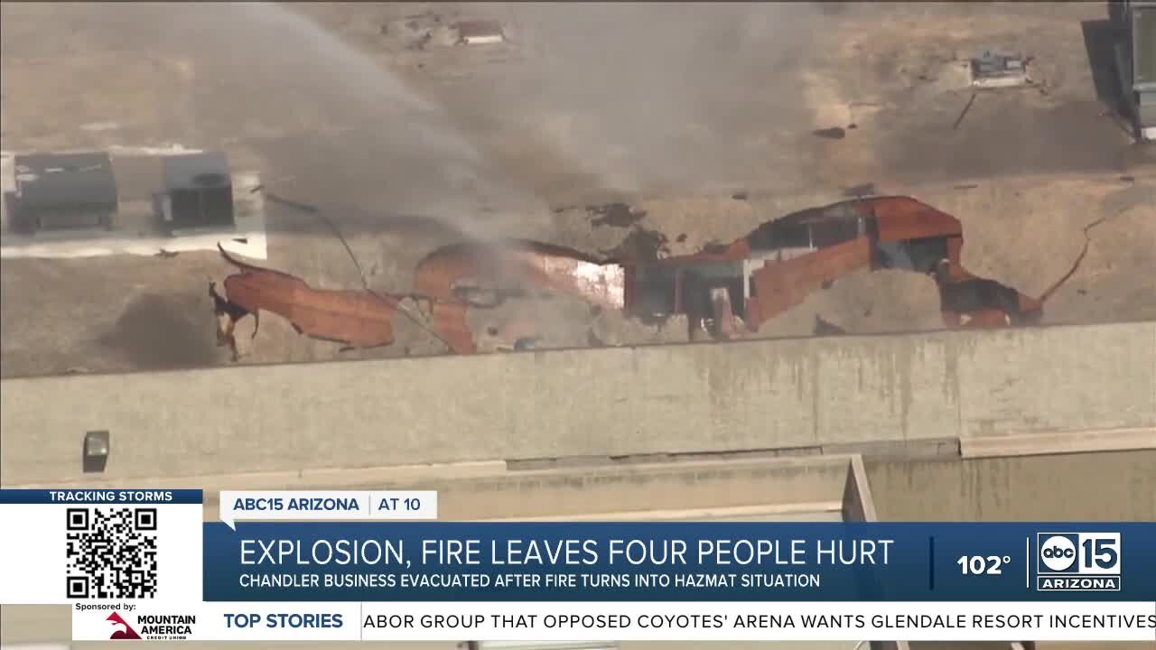 Four people injured in explosion, fire at commercial building in Phoenix suburb