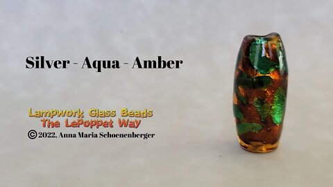 Lampwork Glass Beads: Silver Aqua Amber