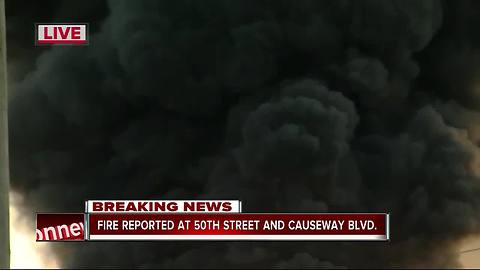 Large tire fire burning in Tampa