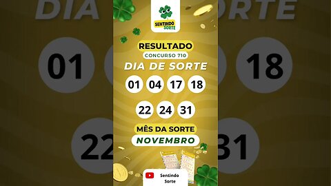 🍀 Resultado DIA DE SORTE 710 | Sentindo Sorte #shorts