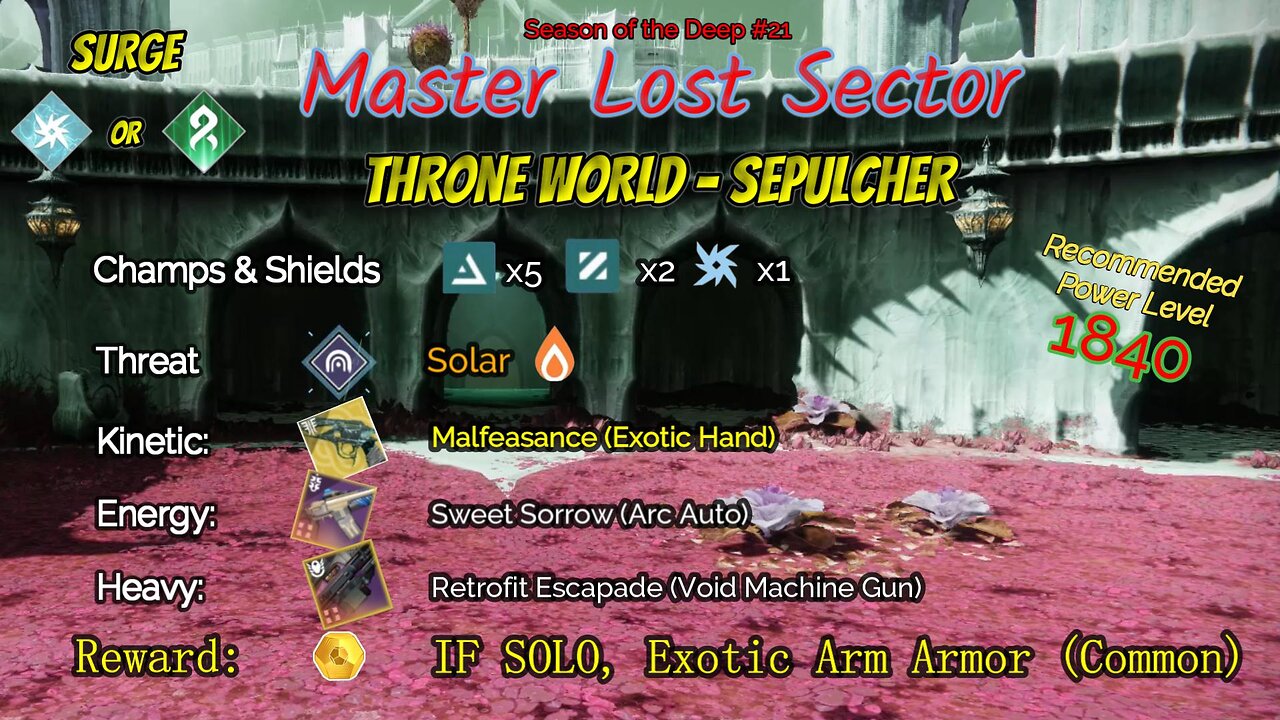 Destiny 2 Master Lost Sector: Throne World - Sepulcher on my Arc Titan 6-18-23