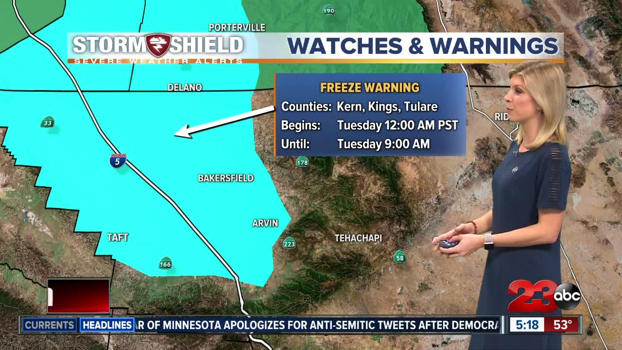 Valley Freeze Warning overnight