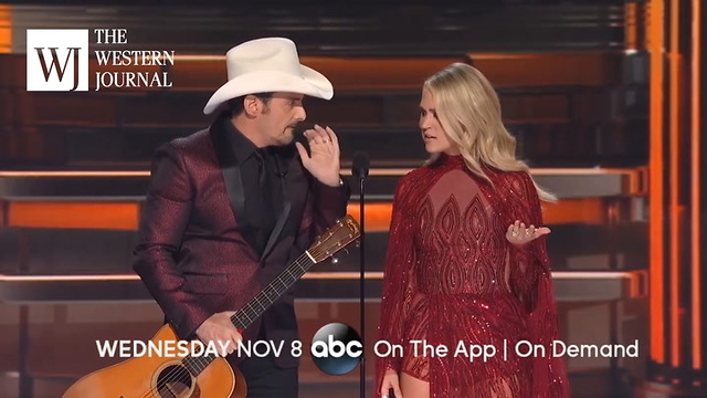 Watch: Hosts Carrie Underwood and Brad Paisley Openly Mock Trump and Hillary on Stage at CMA Awards (Clip)