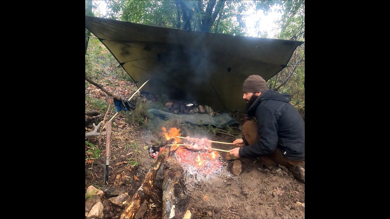 Bushcraft survival camping in the wilderness