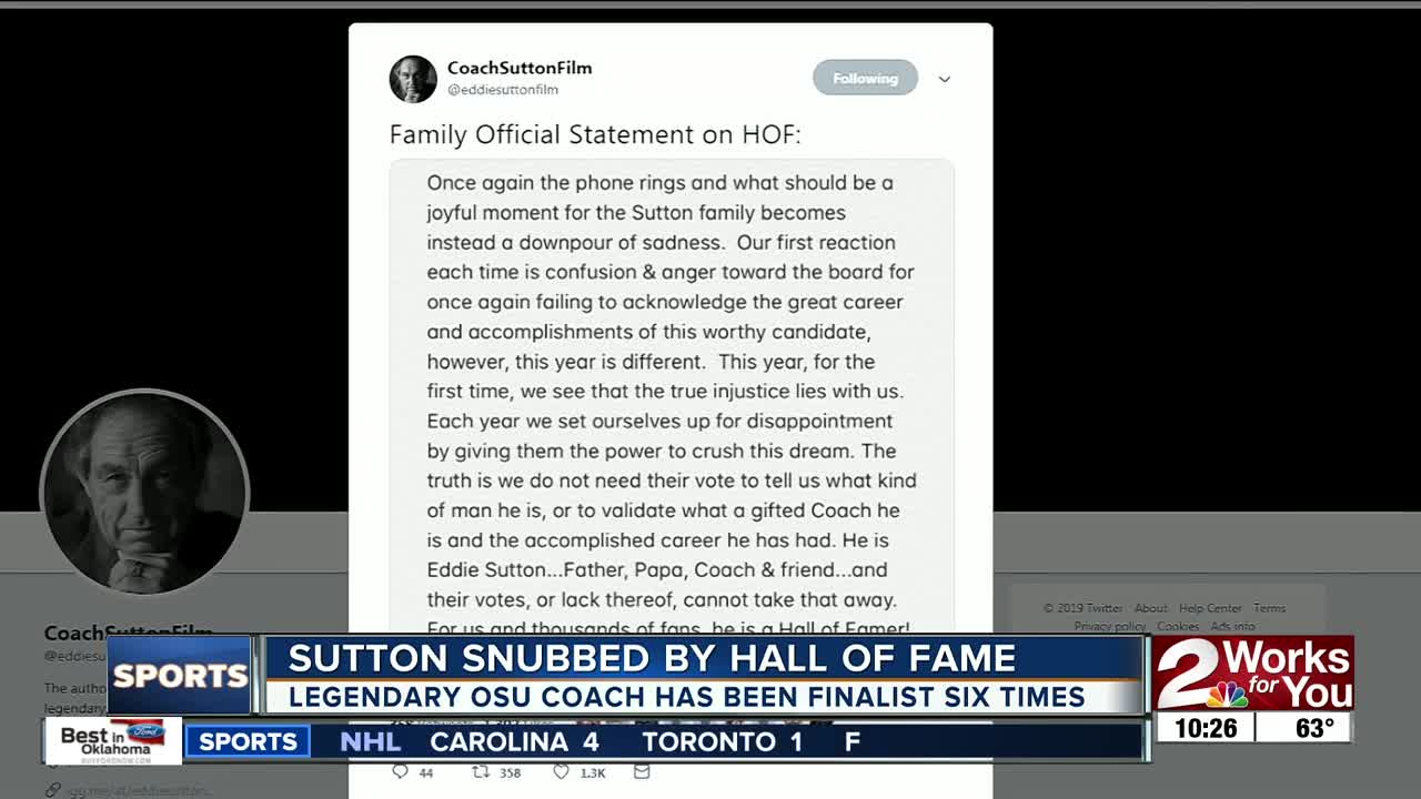 Eddie Sutton snubbed by Naismith Basketball Hall of Fame as finalist for sixth time