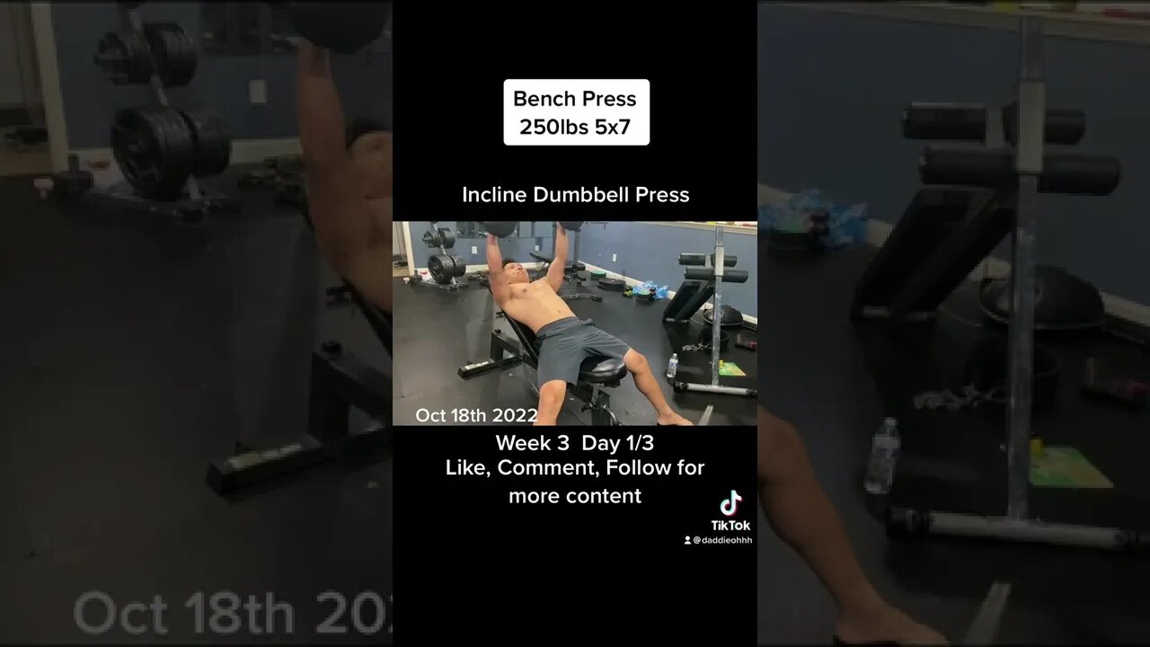Bench press 250lbs 5x7/ progressive overload / can’t get stronger if you’re not pushing your limit