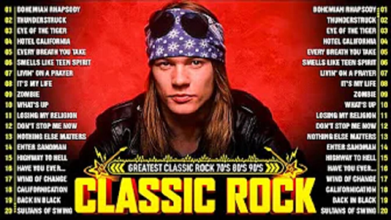 ACDC, Queen, Bon Jovi, Scorpions, Aerosmith, Nivrana, Guns N Roses - Classic Rock Songs 70s 80s 90s