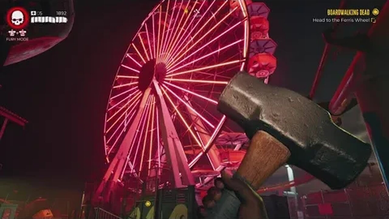 Dead island 2 heading to the Ferris wheel at night PS5 gameplay in 4k