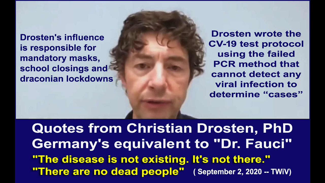 Drosten Confesses NO DEAD PEOPLE in Germany From CV-19