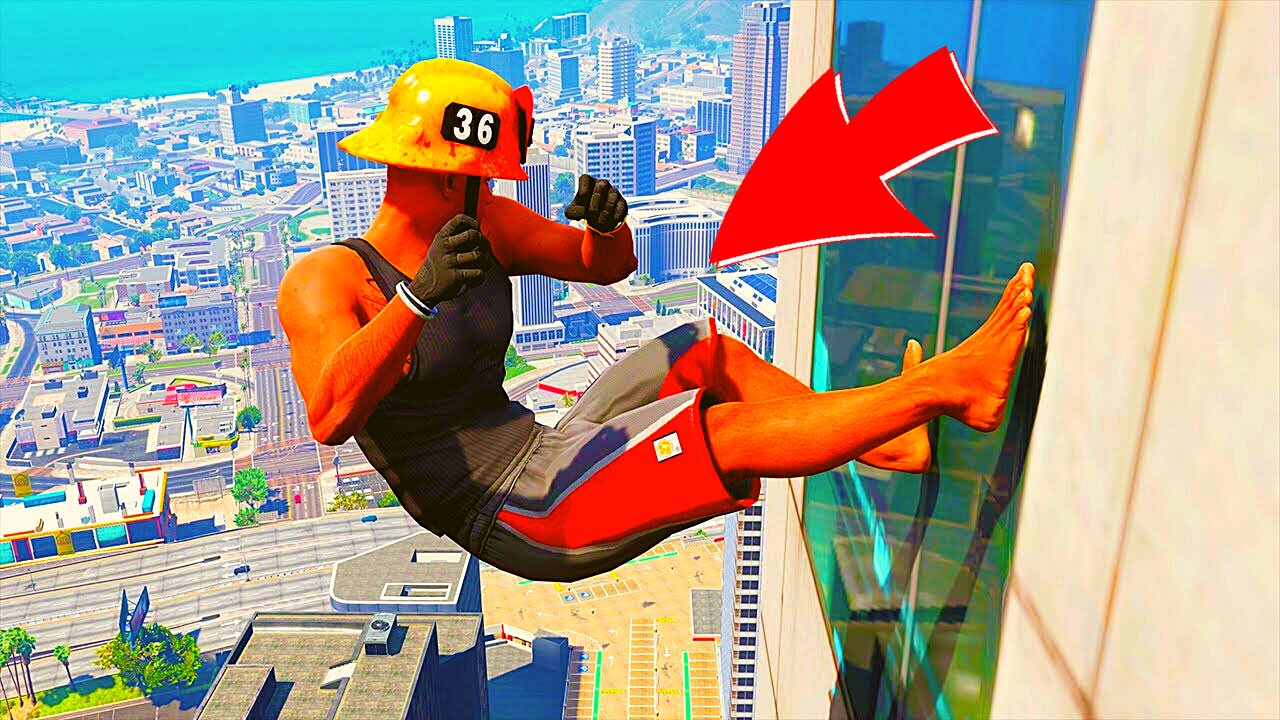 Jumping off Highest Buildings - Funny Moments & Fails / GTA 5