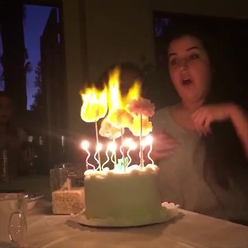 Birthday Girl Sets Cake On Fire