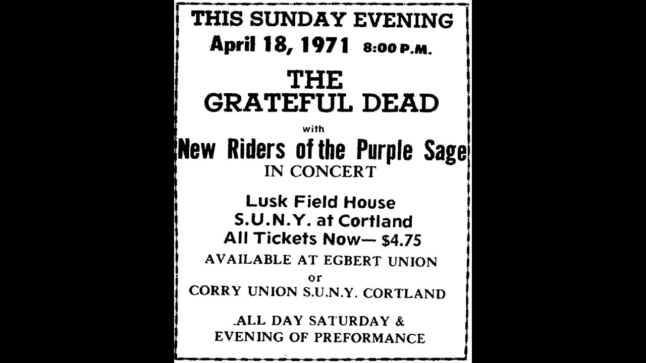 [AUDIO] Grateful Dead - Lusk Field House - SUNY - Cortland, NY April 18, 1971 (FULL SHOW SOUNDBOARD)