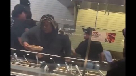 Big Fat Lady Who Didn't Like The Portions At Chipotle Helped Herself Behind The Counter