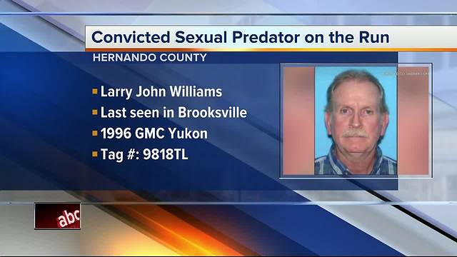 Convicted sexual predator on the run in Hernando County