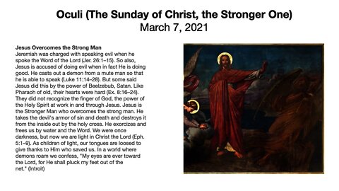 Oculi (The Sunday of Christ, the Stronger One) - March 7, 2021